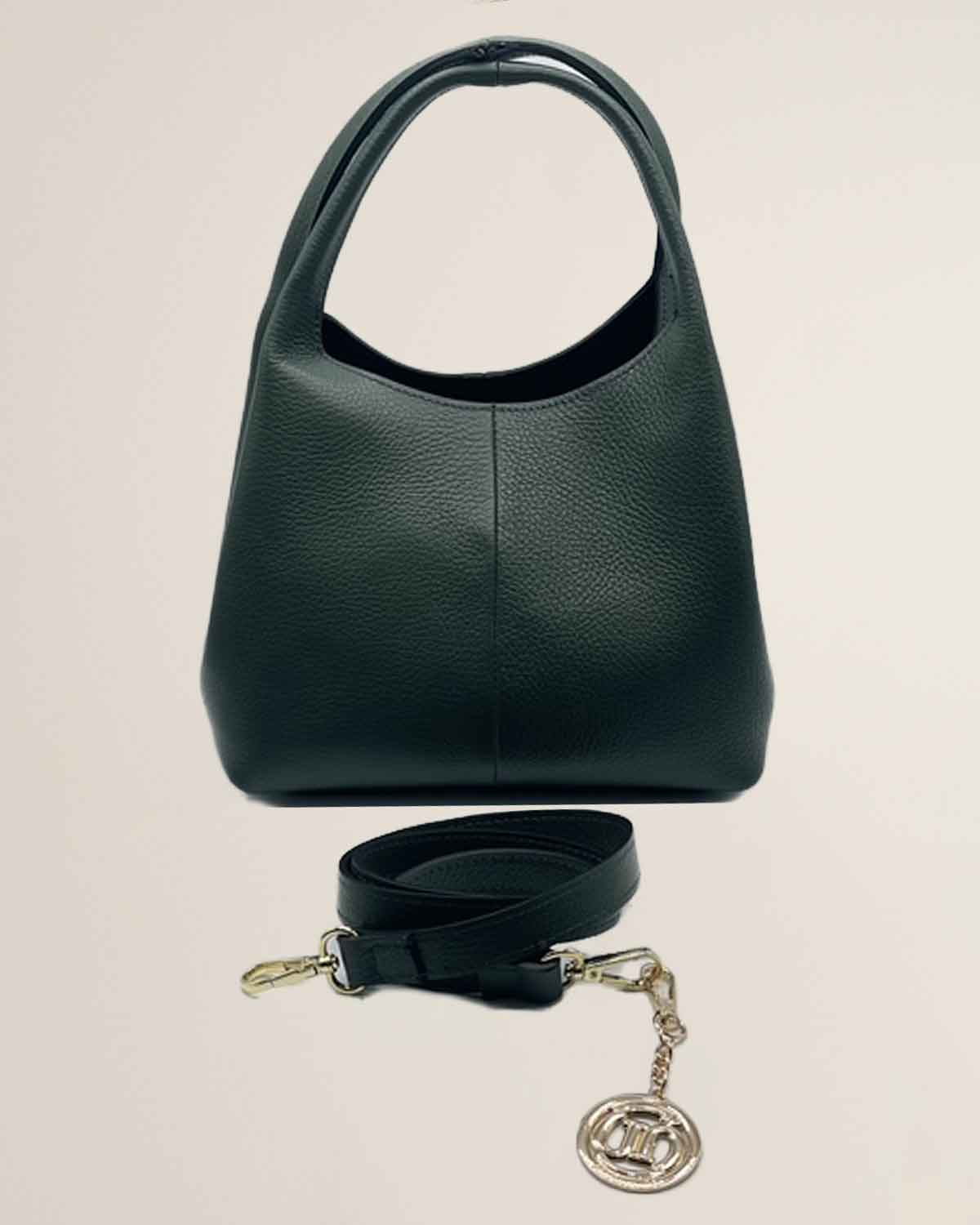 Borsa donna in pelle dollaro Dominique color Verde bottiglia - Alidiluna