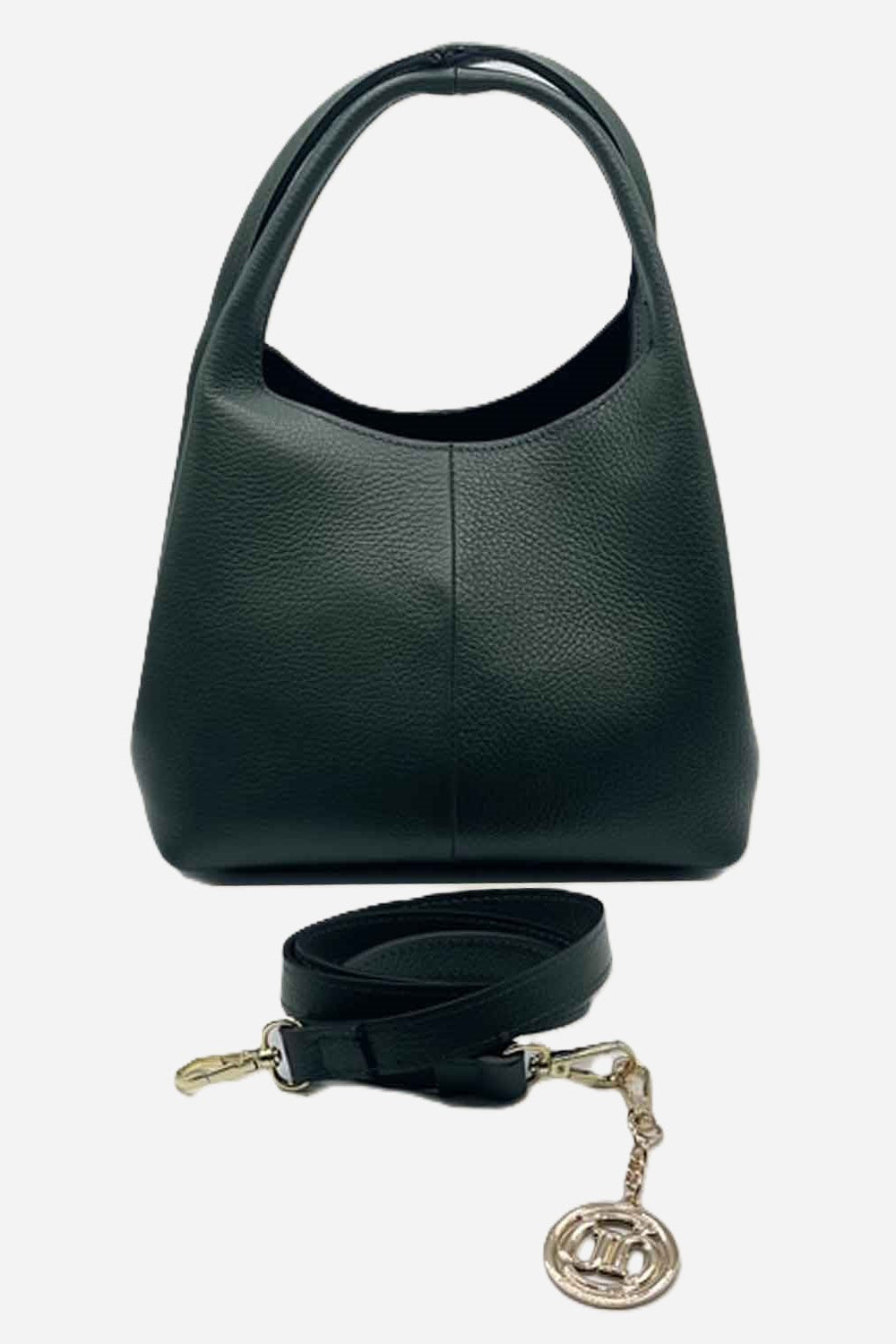Borsa a Mano Donna Dominique in Pelle Dollaro Verde Bottiglia | Made in Italy