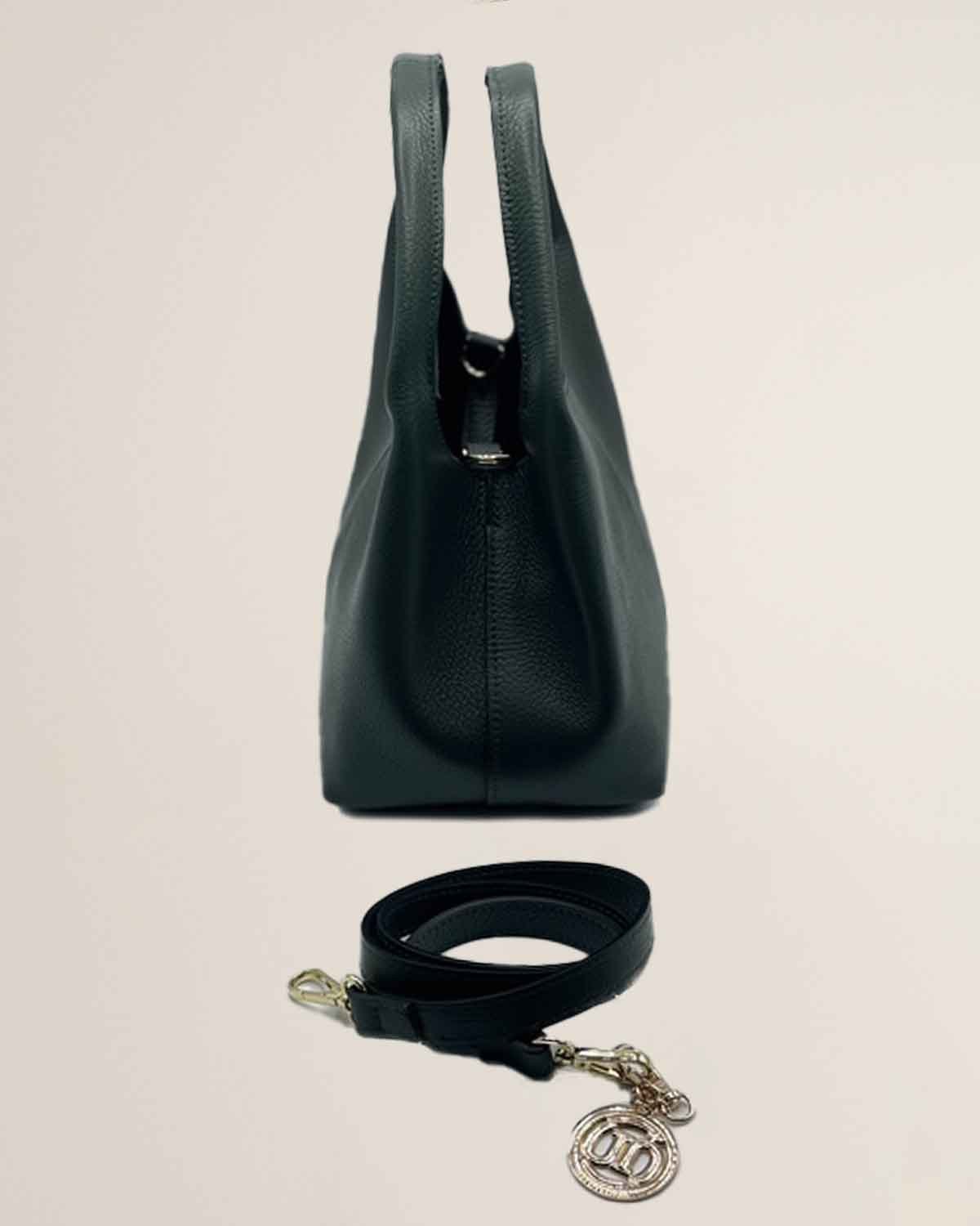 Borsa donna in pelle dollaro Dominique color Verde bottiglia - Alidiluna