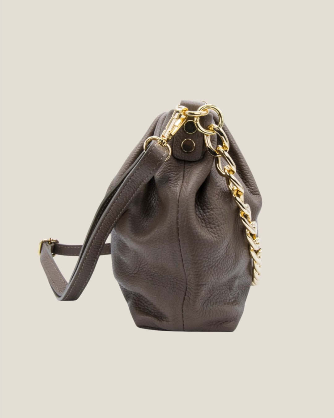 Borsa Donna Lauretana Vera Pelle Fango Elegante Morbida - Alidiluna