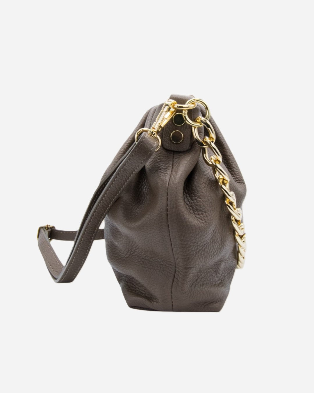 Borsa Donna Lauretana Vera Pelle Fango | Catena Dorata | Made in Italy