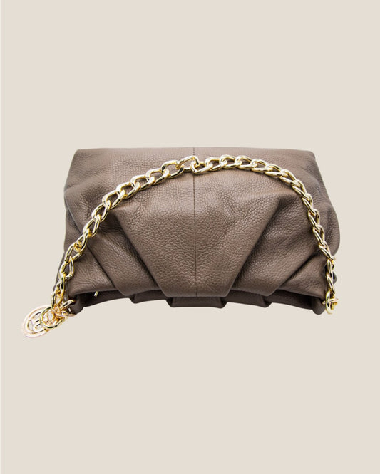 Borsa Donna Lauretana Vera Pelle Fango Elegante Morbida - Alidiluna