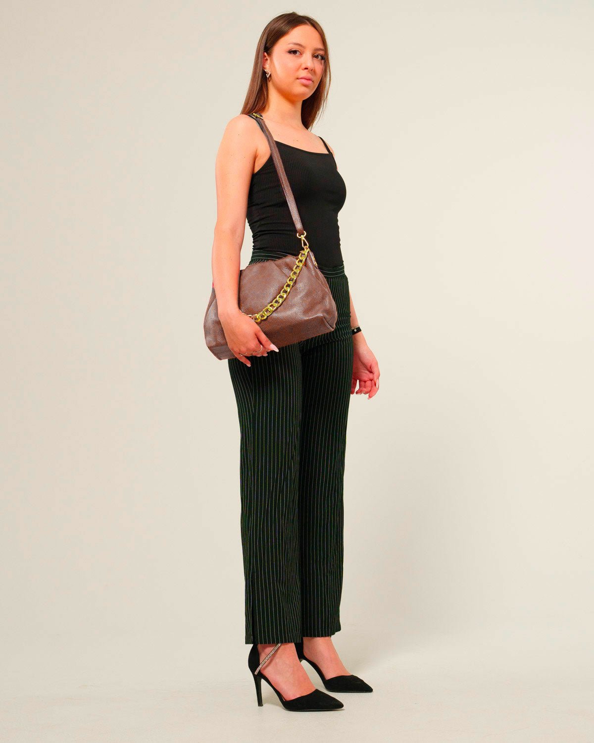 Borsa Donna Lauretana Vera Pelle Marrone Elegante Morbida - Alidiluna