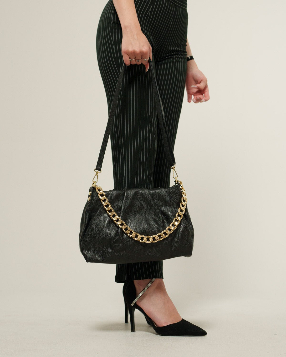 Borsa Donna Lauretana Vera Pelle Nero Elegante e Morbida - Alidiluna