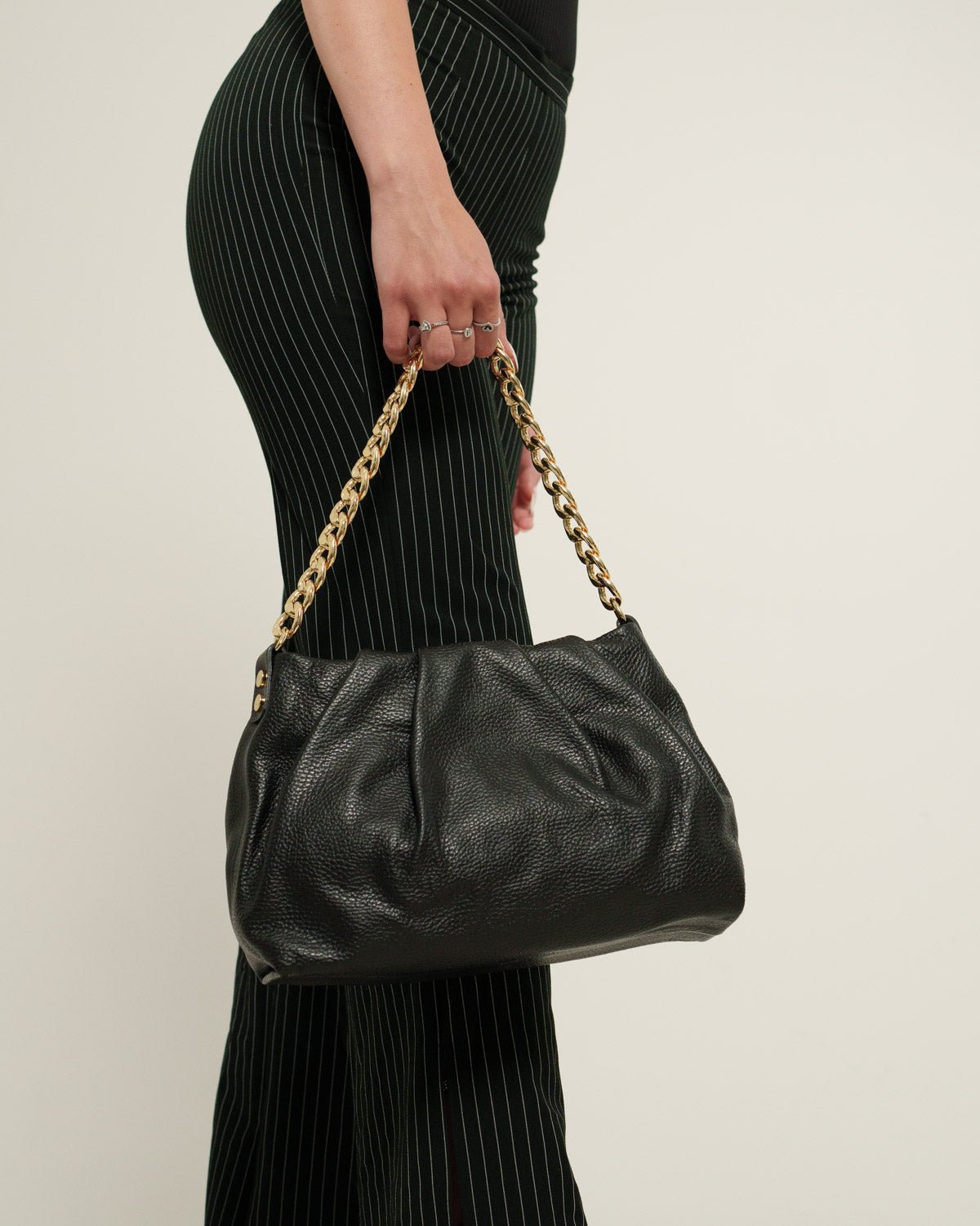 Borsa Donna Lauretana Vera Pelle Nero Elegante e Morbida - Alidiluna