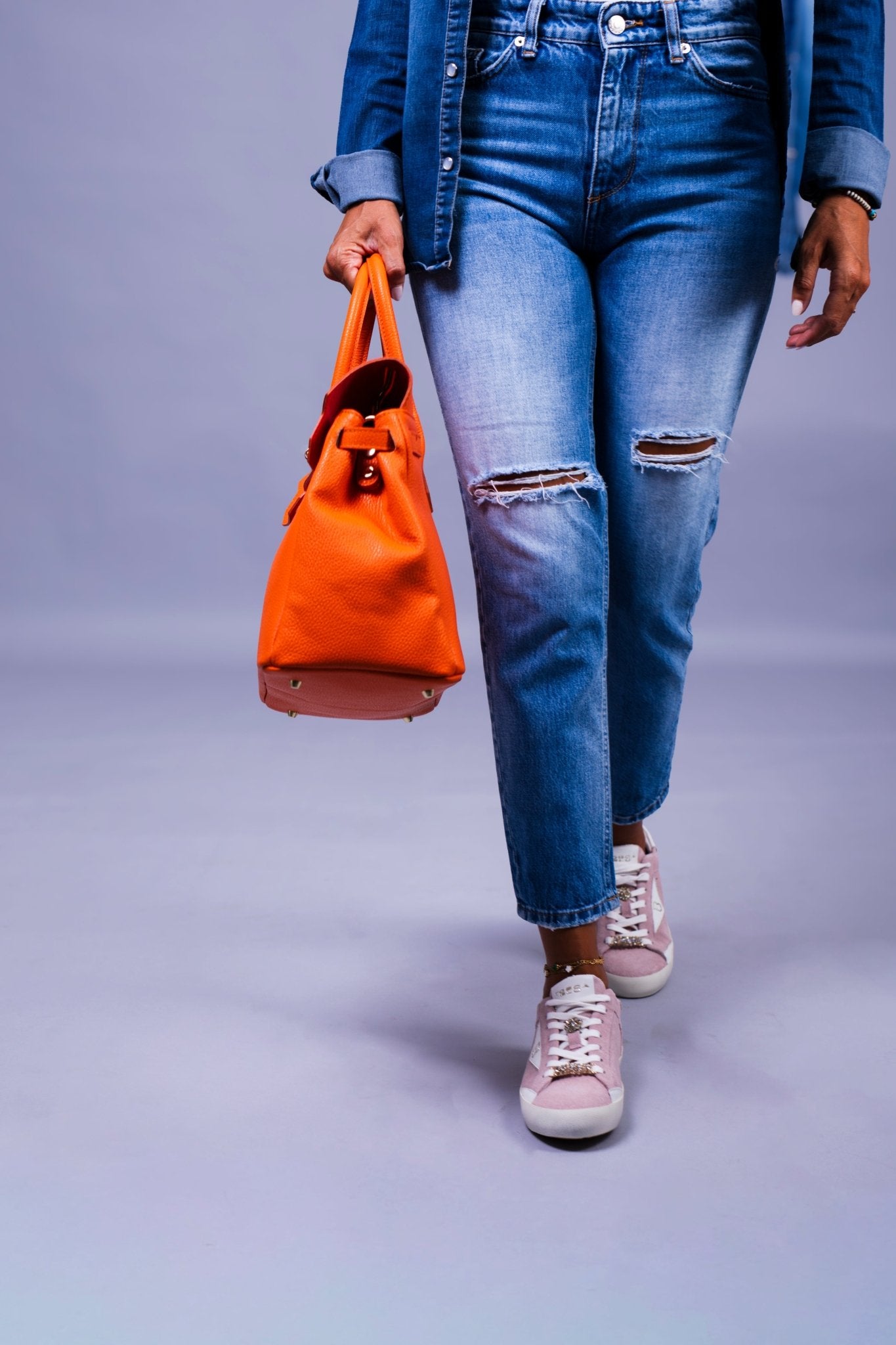 Borsa Donna LUNA in Vera Pelle Arancione Made in Italy – Eleganza Artigianale - Alidiluna