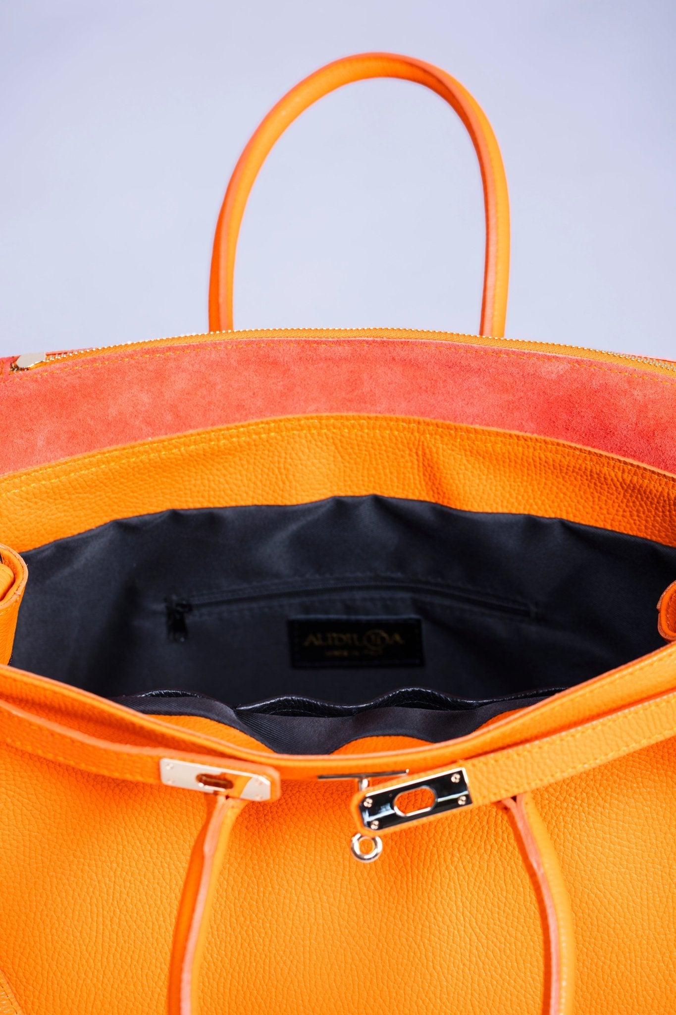 Borsa Donna LUNA in Vera Pelle Arancione Made in Italy – Eleganza Artigianale - Alidiluna