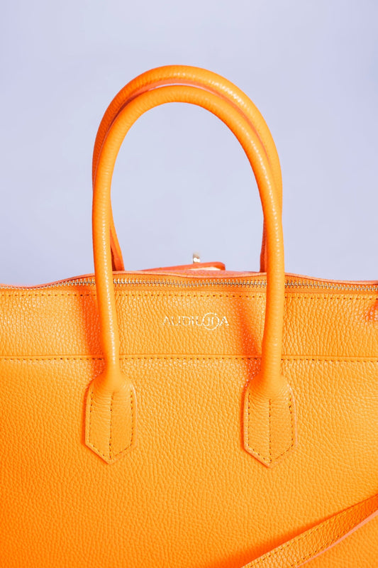Borsa Donna LUNA in Vera Pelle Arancione Made in Italy – Eleganza Artigianale - Alidiluna