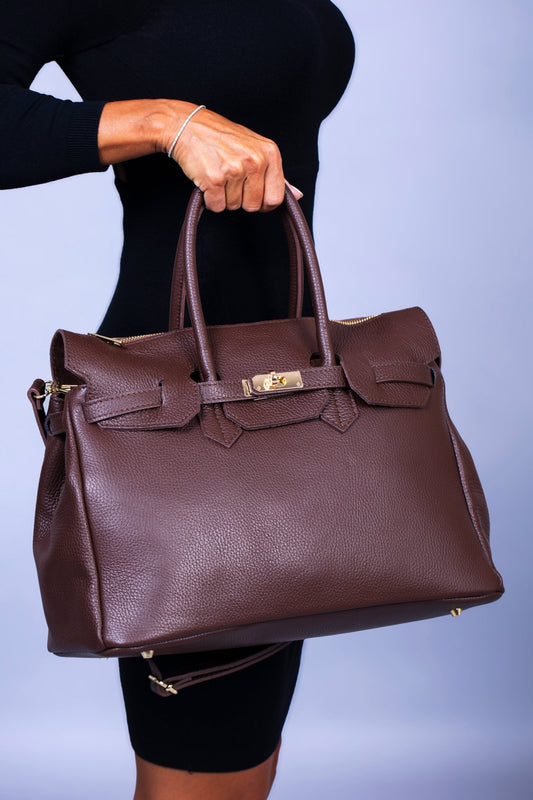 Borsa Donna LUNA in Vera Pelle Cioccolato Made in Italy – Eleganza Artigianale - Alidiluna