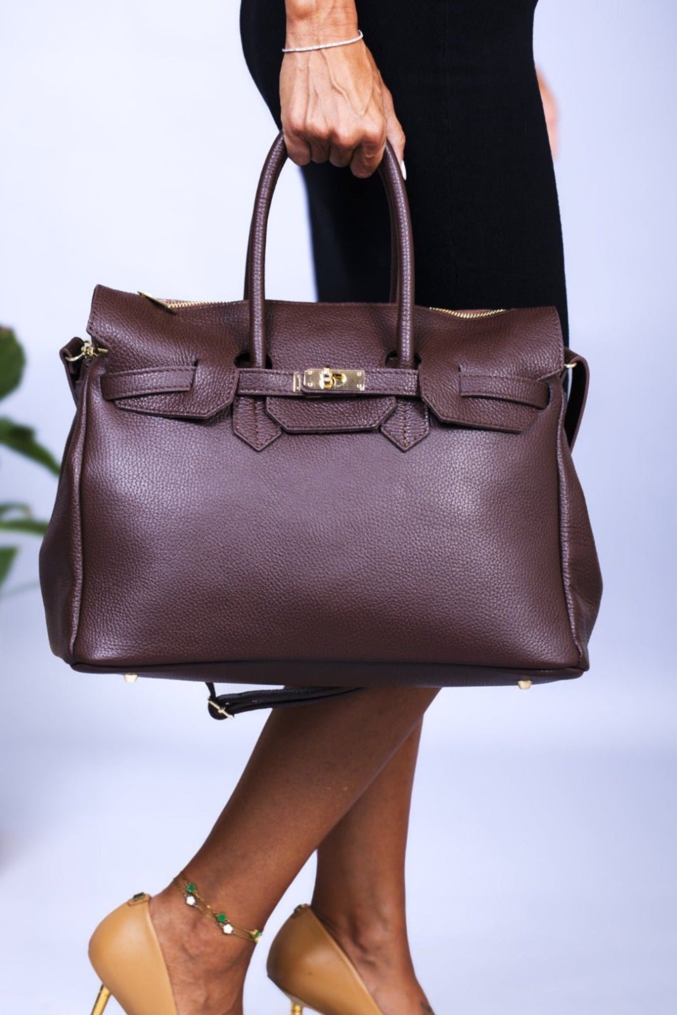 Borsa Donna LUNA in Vera Pelle Cioccolato Made in Italy – Eleganza Artigianale - Alidiluna