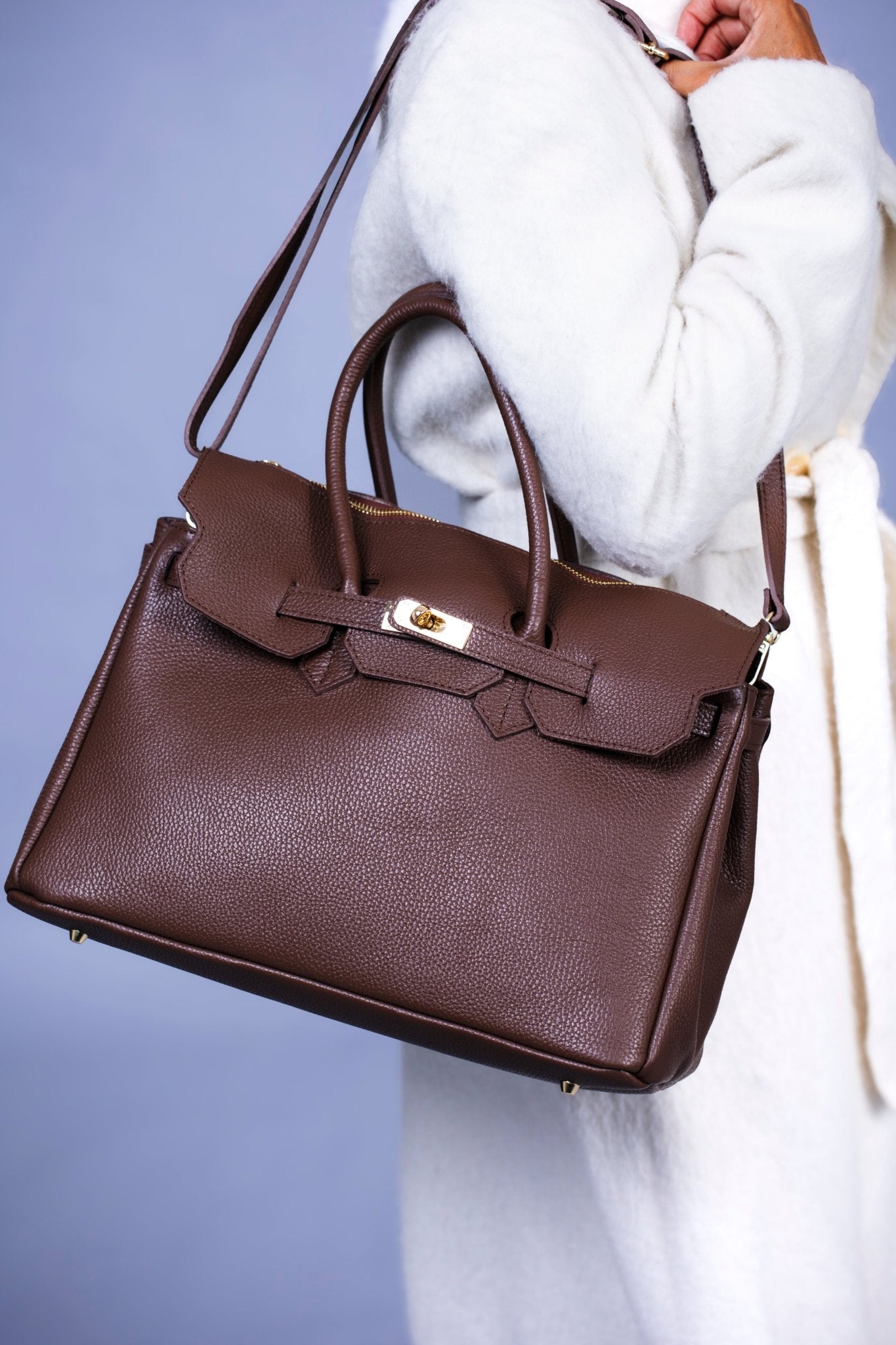 Borsa Donna LUNA in Vera Pelle Cioccolato Made in Italy – Eleganza Artigianale - Alidiluna