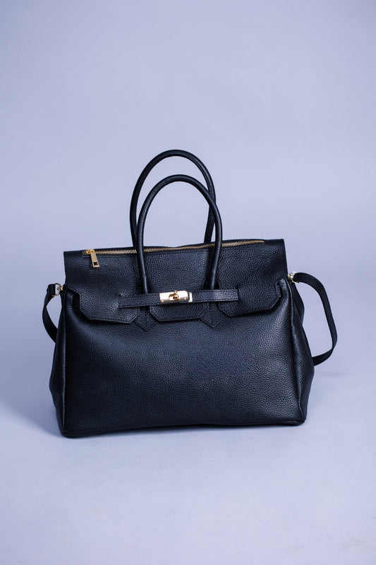 Borsa Donna LUNA in Vera Pelle Nero Made in Italy – Eleganza Artigianale - Alidiluna