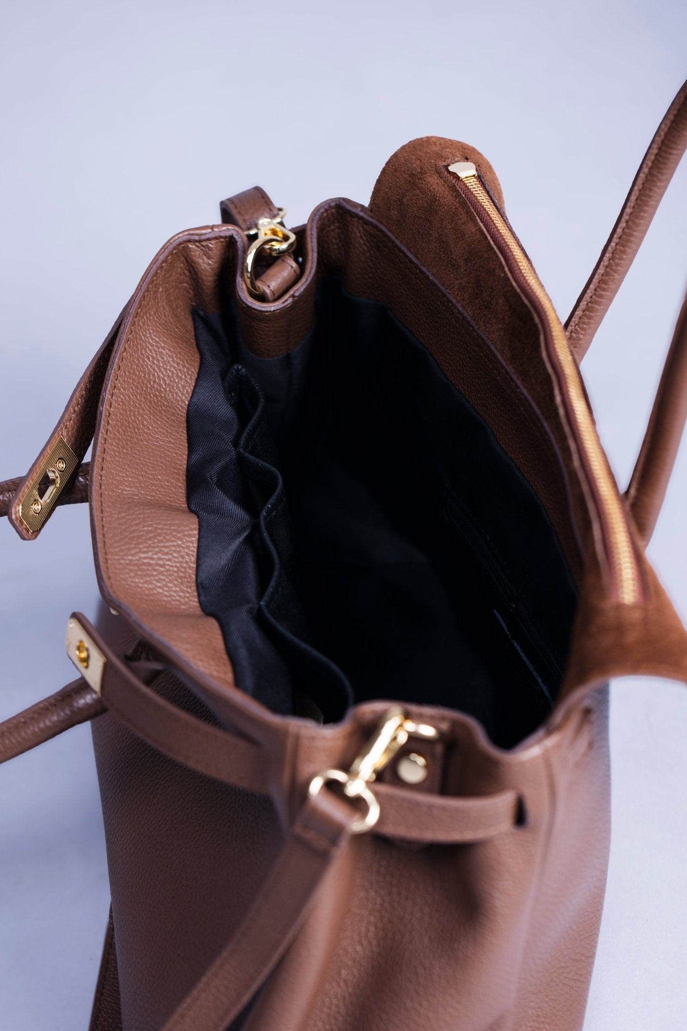 Borsa Donna LUNA in Vera Pelle Taupe Made in Italy – Eleganza Artigianale - Alidiluna