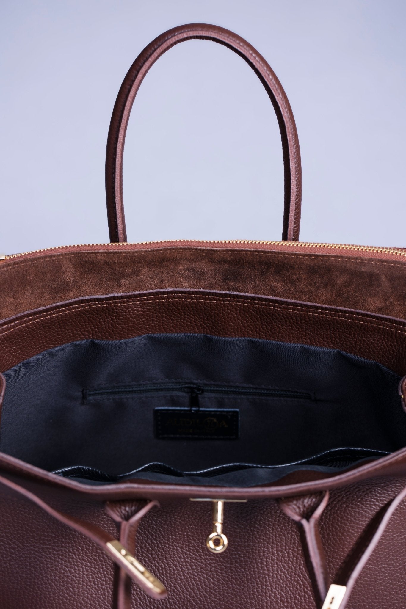 Borsa Donna LUNA in Vera Pelle Taupe Made in Italy – Eleganza Artigianale - Alidiluna