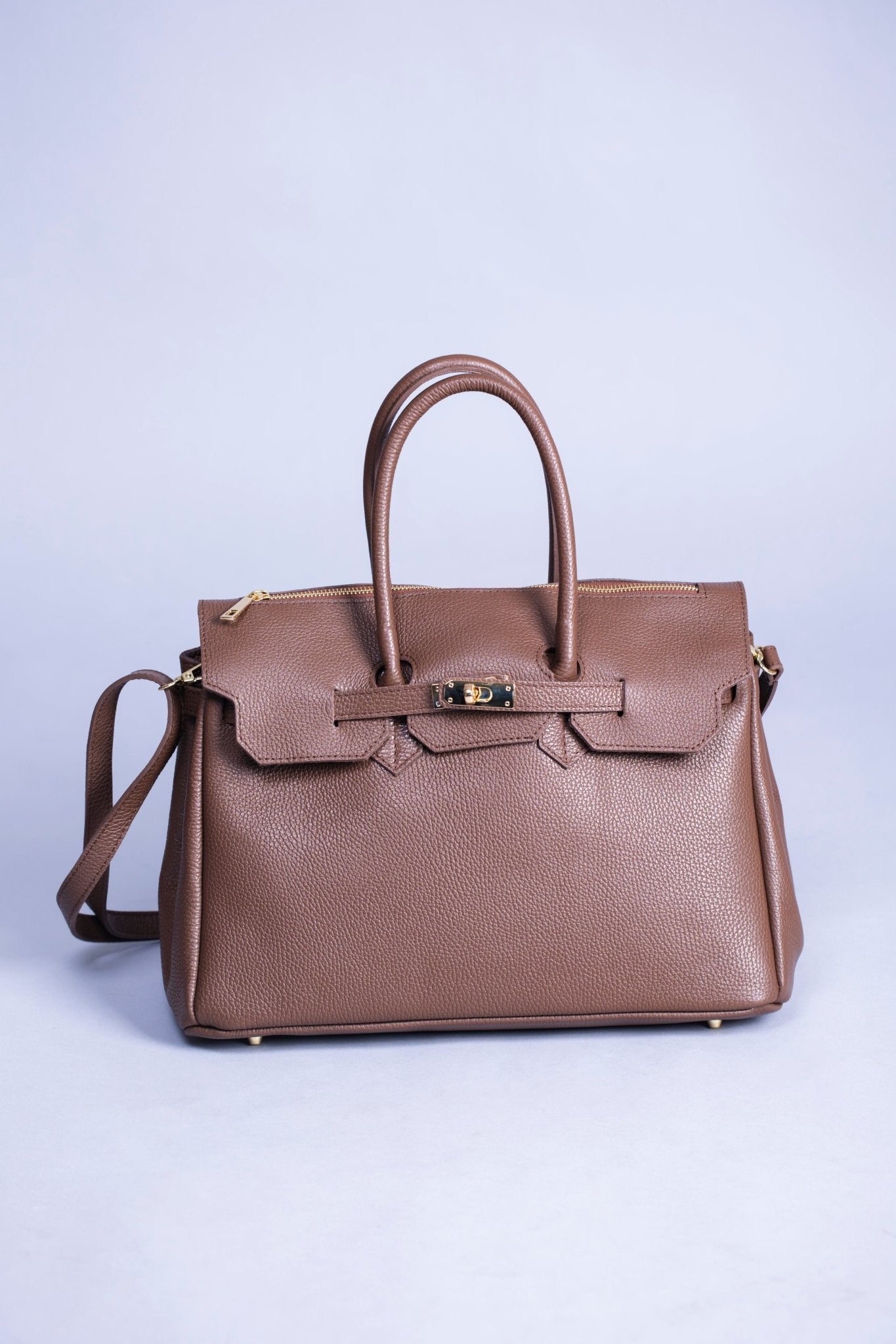 Borsa Donna LUNA in Vera Pelle Taupe Made in Italy – Eleganza Artigianale - Alidiluna