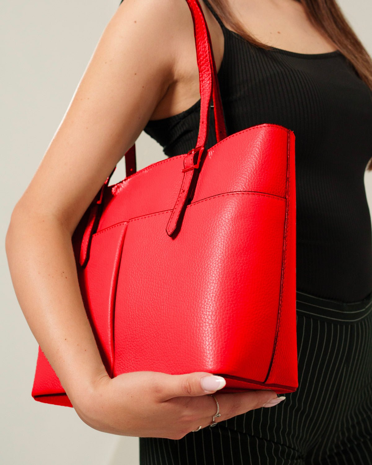 Borsa Donna Monica Vera Pelle Rosso Elegante - Alidiluna