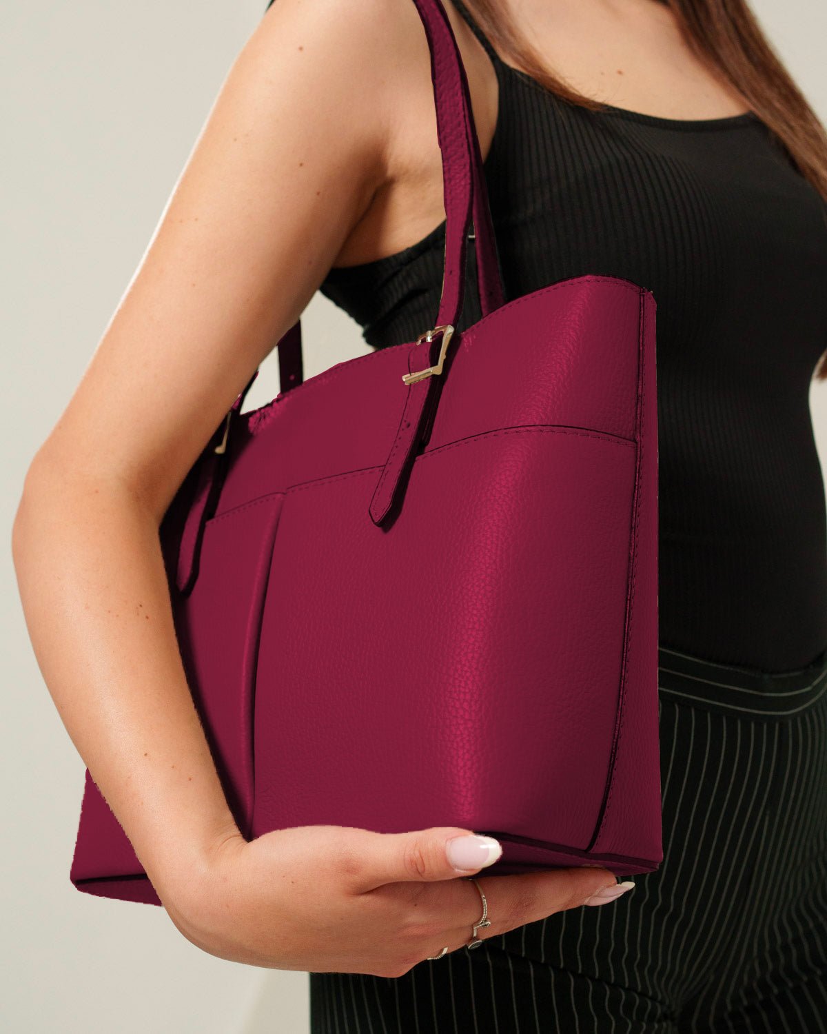 Borsa Donna Monica Vera Pelle Vino Elegante - Alidiluna