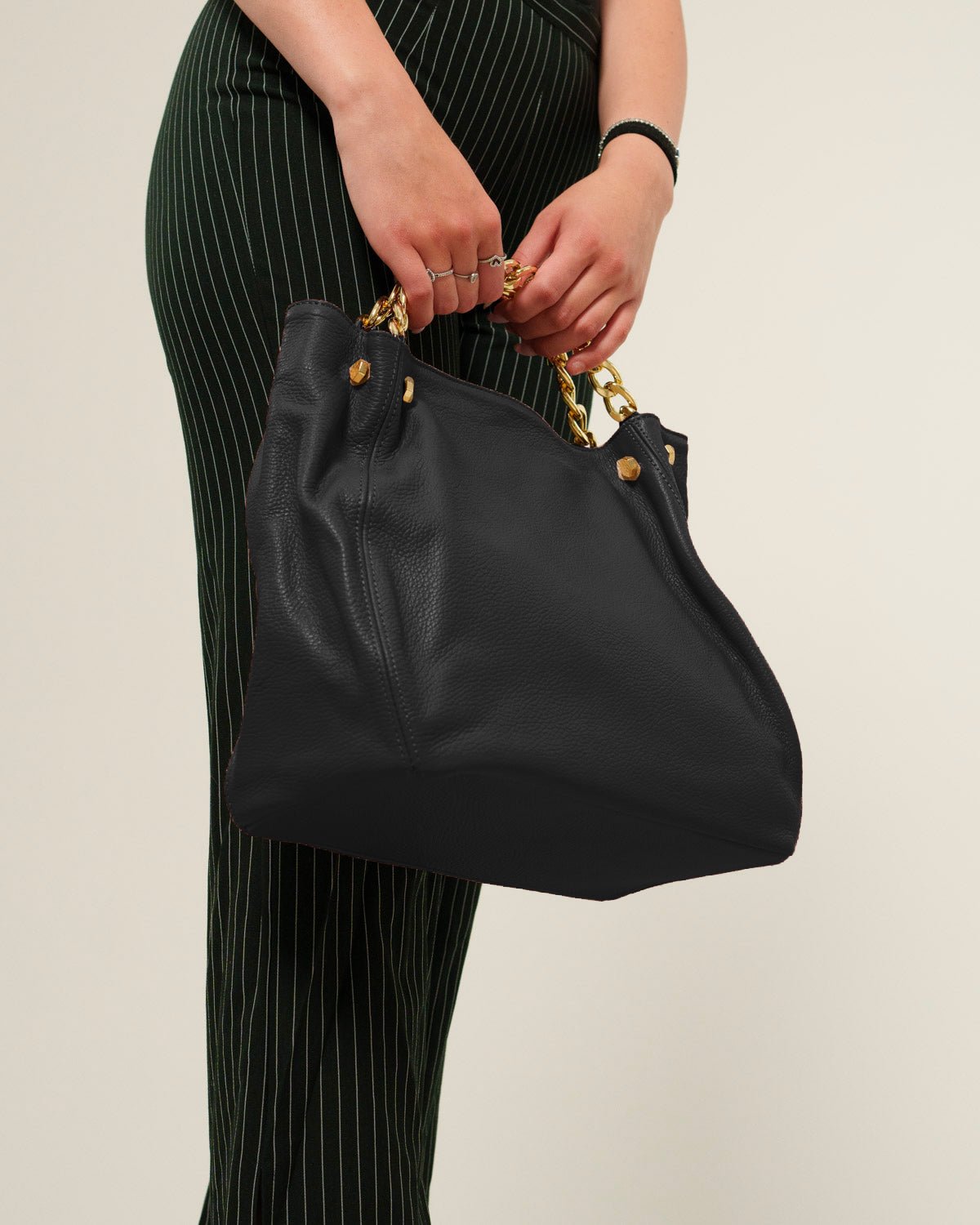 Borsa Donna Valentina in vera pelle Nero con zip - Alidiluna