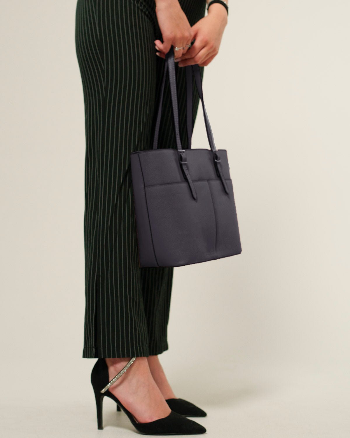 Borsa Mano Spalla Donna Monica Vera Pelle Nero Elegante - Alidiluna