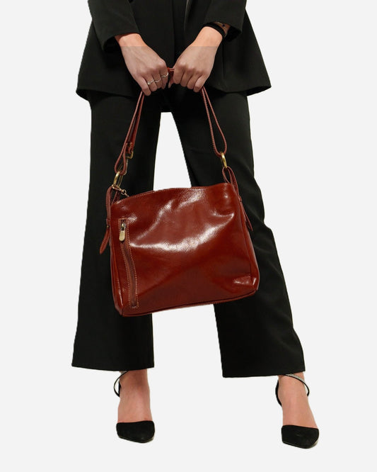 Borsa Spalla Donna Paola Vera Pelle Testa di Moro