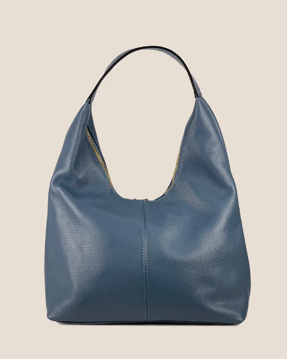 Borsa Spalla Hobo Donna Laura Vera Pelle Ceruleo Azzurro - Alidiluna