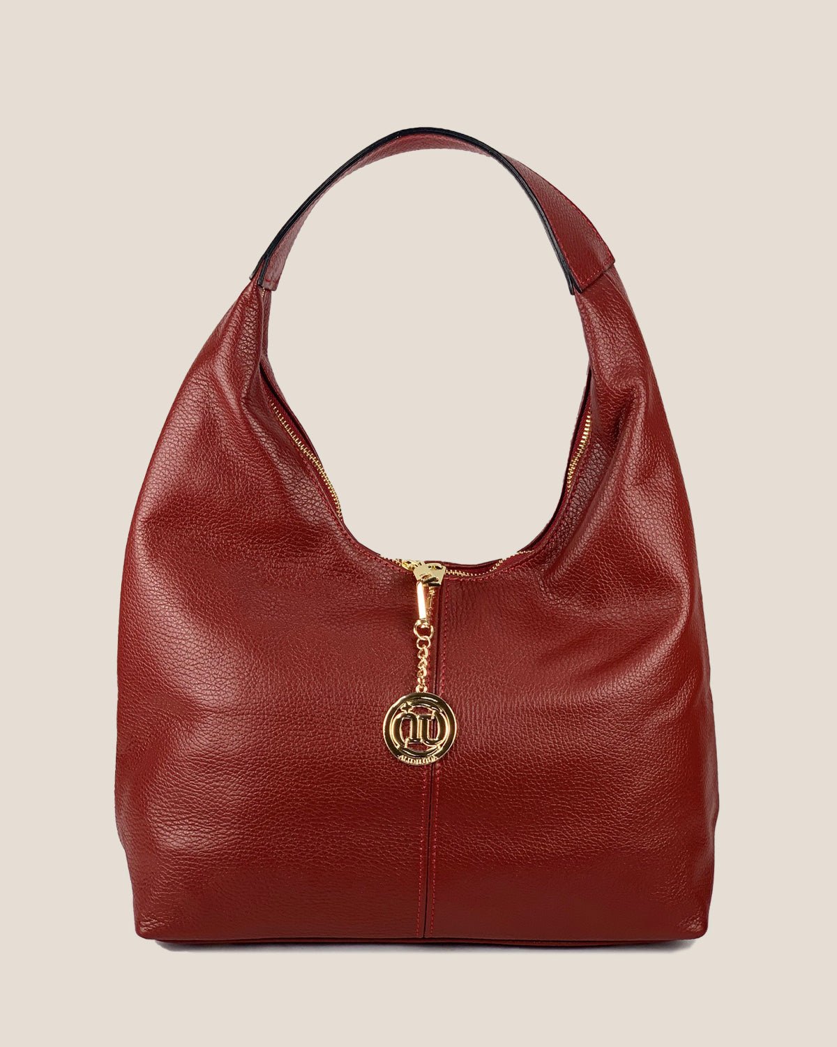Borsa Spalla Hobo Donna Laura Vera Pelle Rosso scuro - Alidiluna