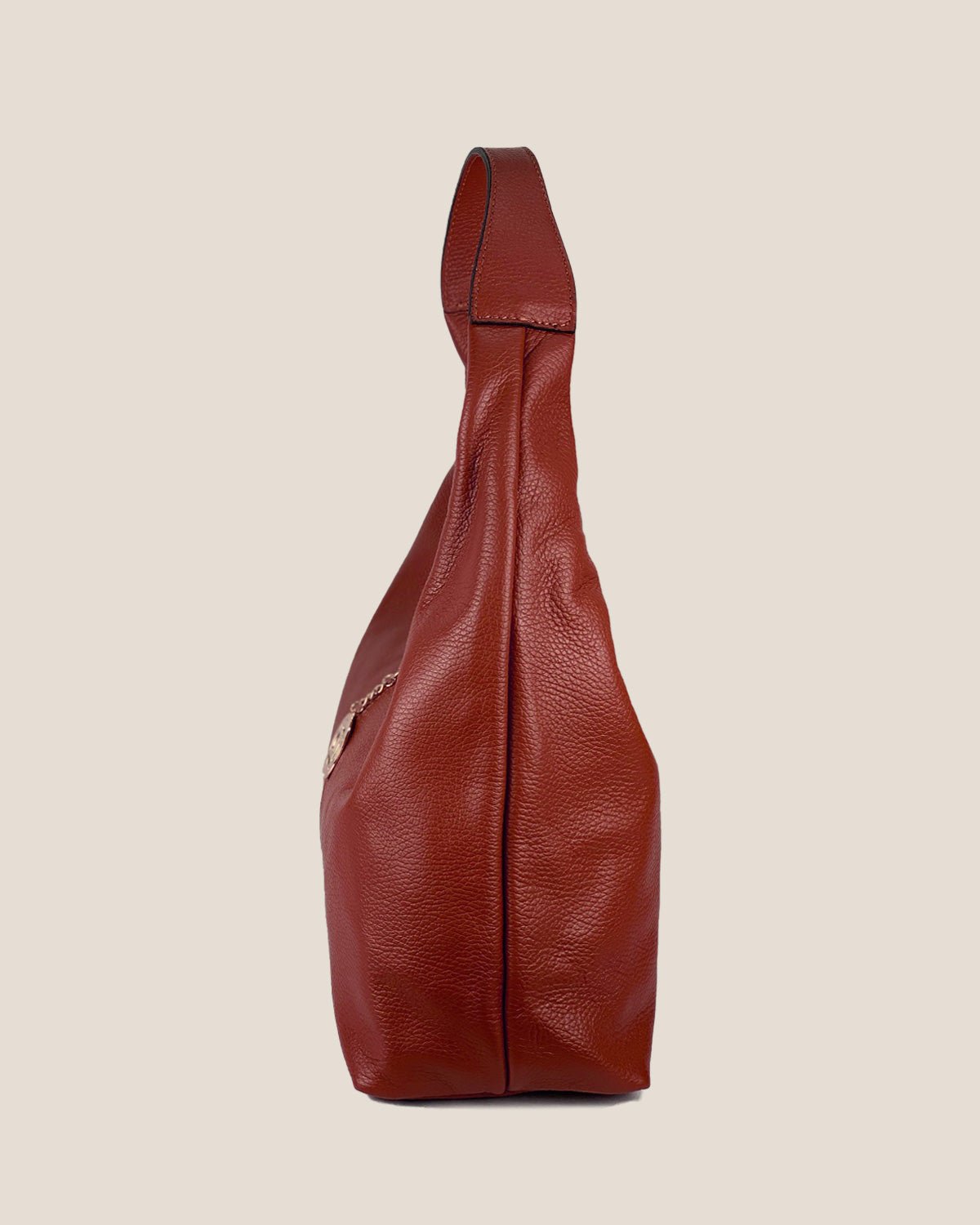 Borsa Spalla Hobo Donna Laura Vera Pelle Rosso scuro - Alidiluna