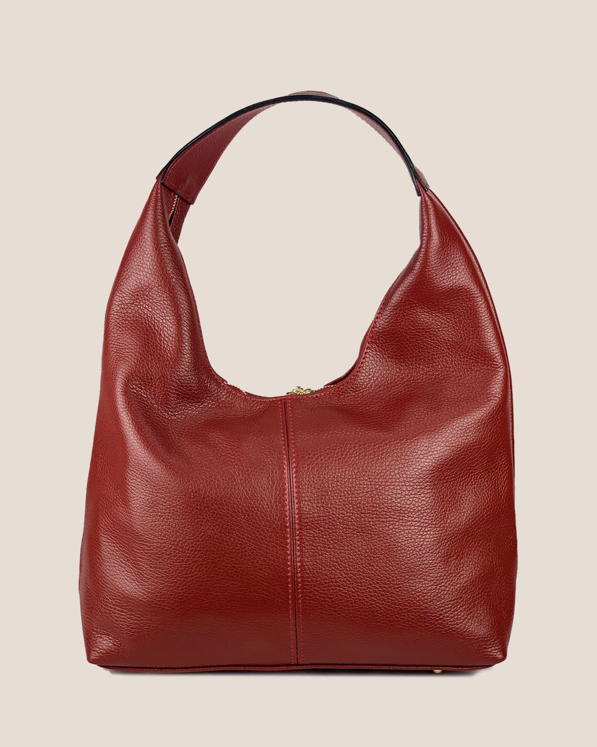 Borsa Spalla Hobo Donna Laura Vera Pelle Rosso scuro - Alidiluna