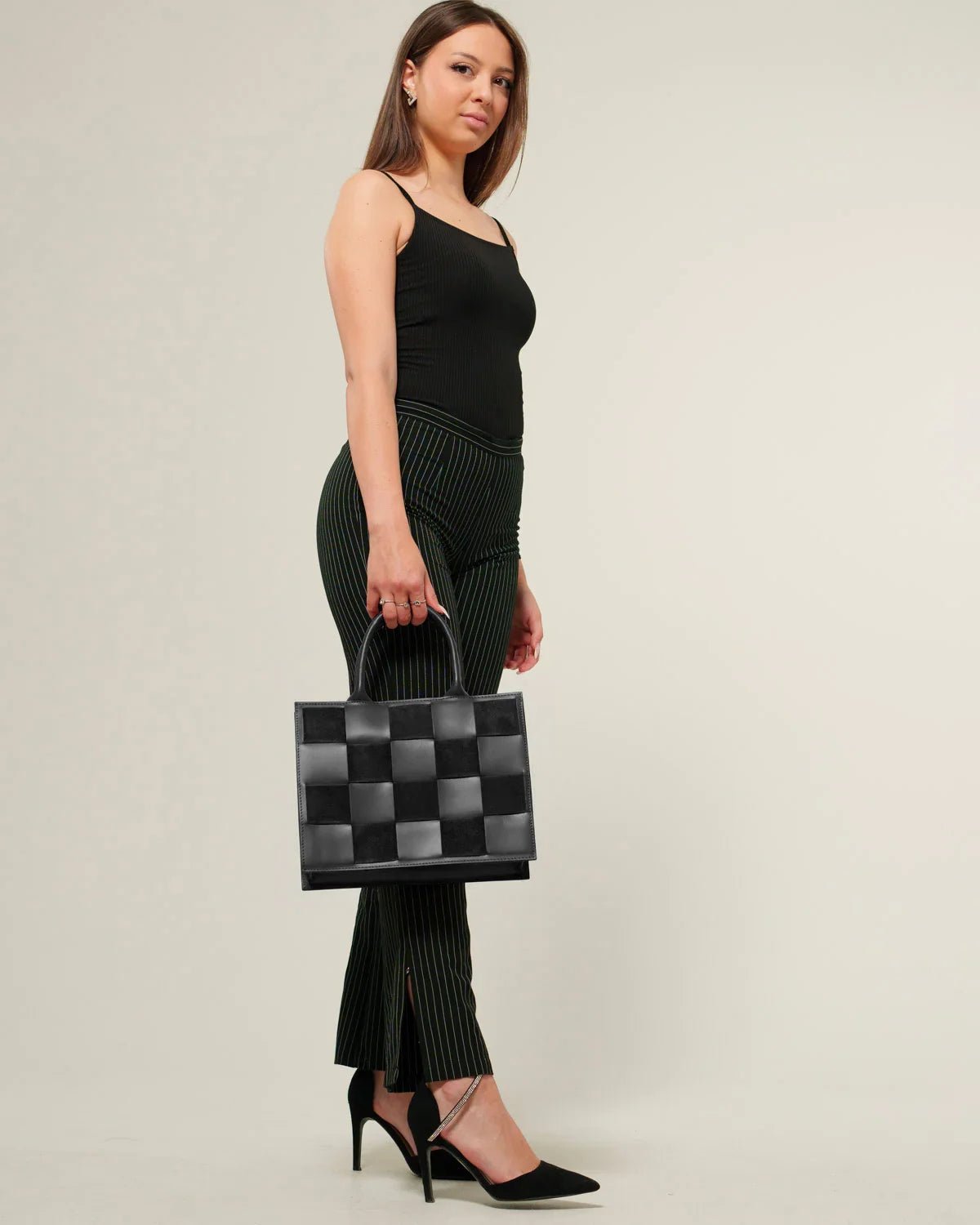 Borsa spalla o a mano donna Ada in vera pelle Nero con zip - Alidiluna