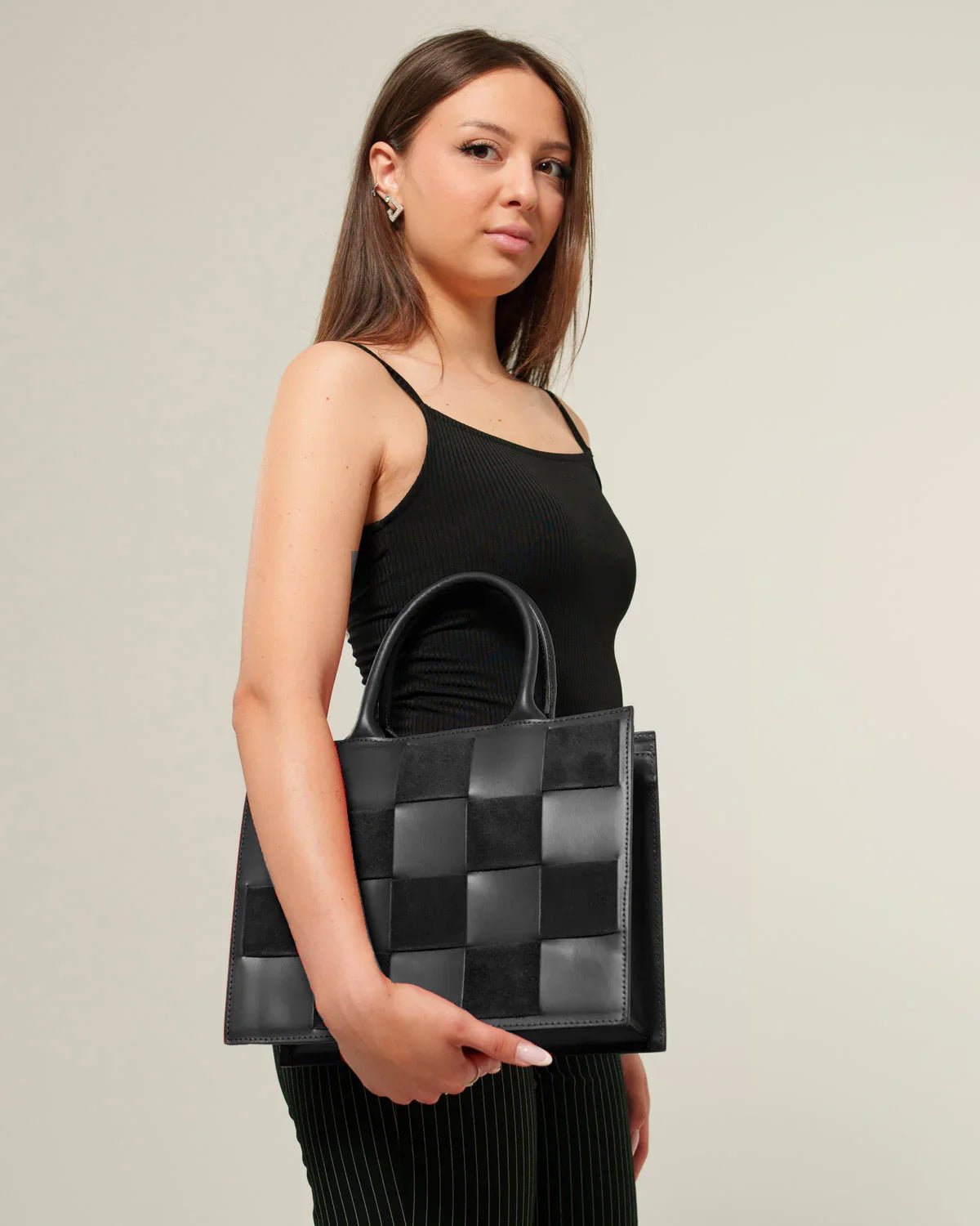 Borsa spalla o a mano donna Ada in vera pelle Nero con zip - Alidiluna