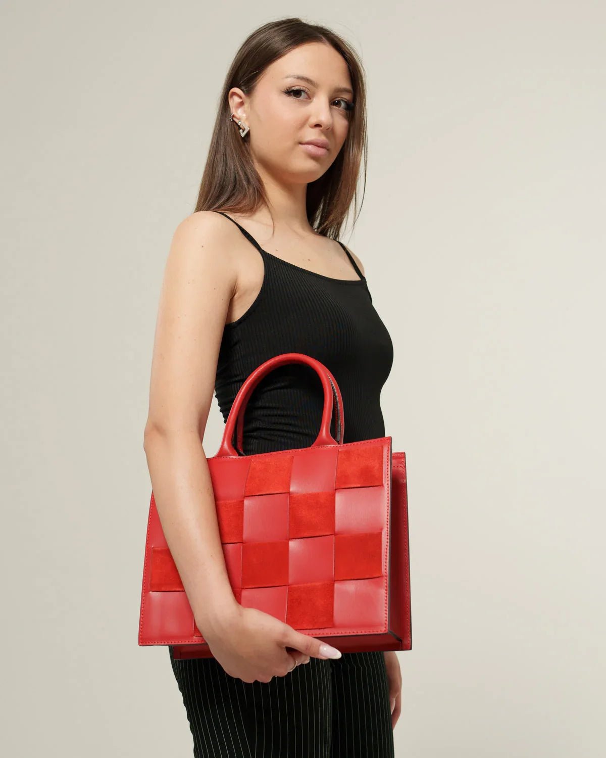 Borsa spalla o a mano donna Ada in vera pelle Rosso con zip - Alidiluna