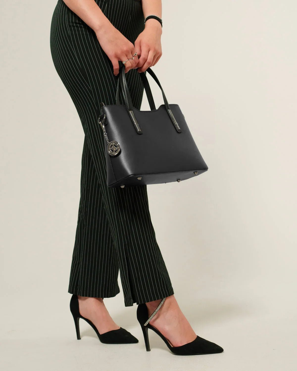 Borsa spalla o a mano donna Adele in vera pelle Nero con Zip - Alidiluna