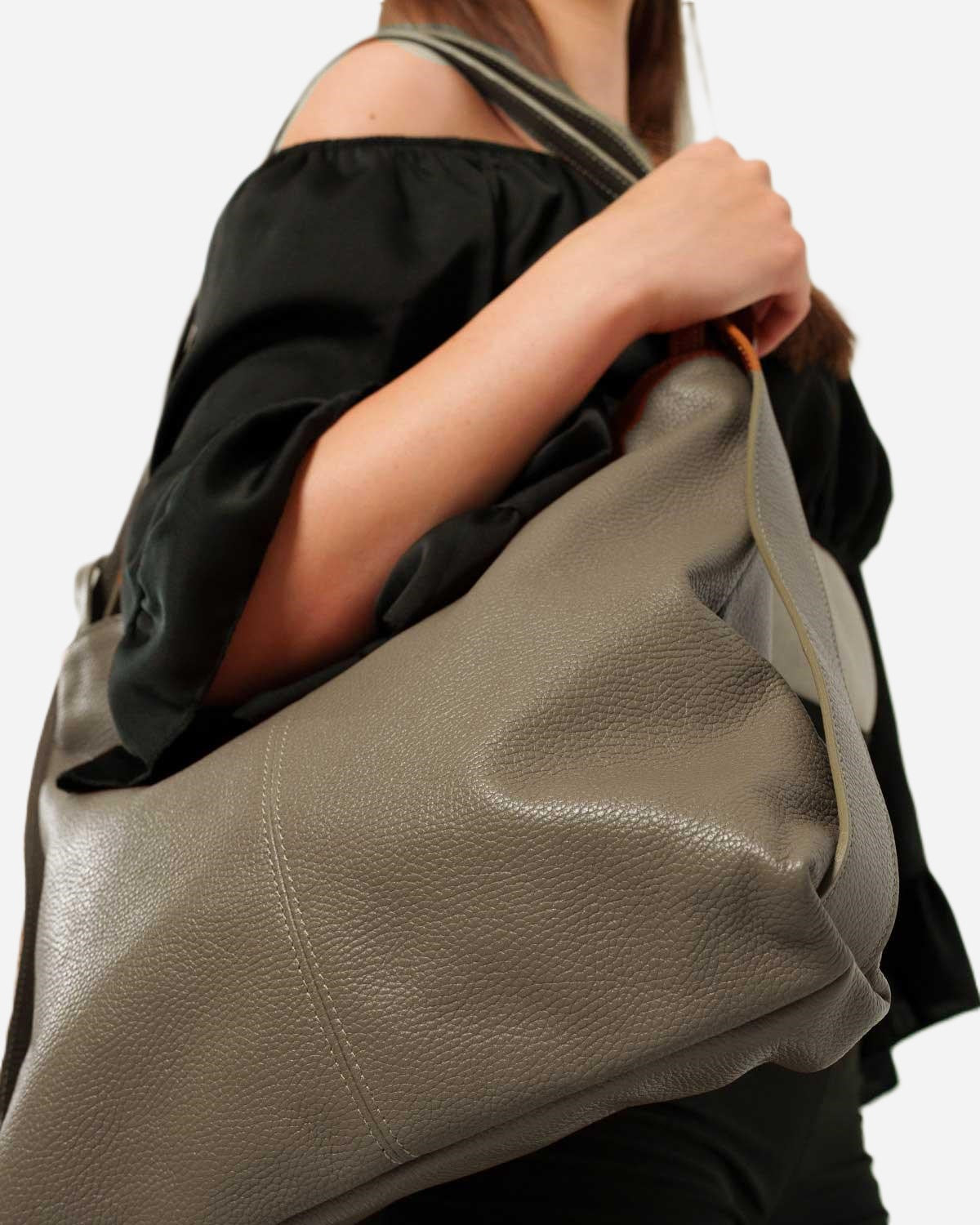 Borsa a Spalla Donna Francesca in Vera Pelle Fango | Made in Italy