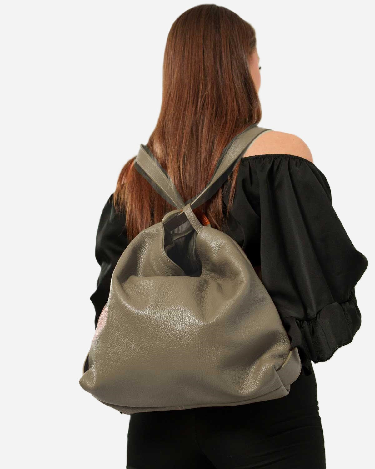 Borsa a Spalla Donna Francesca in Vera Pelle Fango | Made in Italy