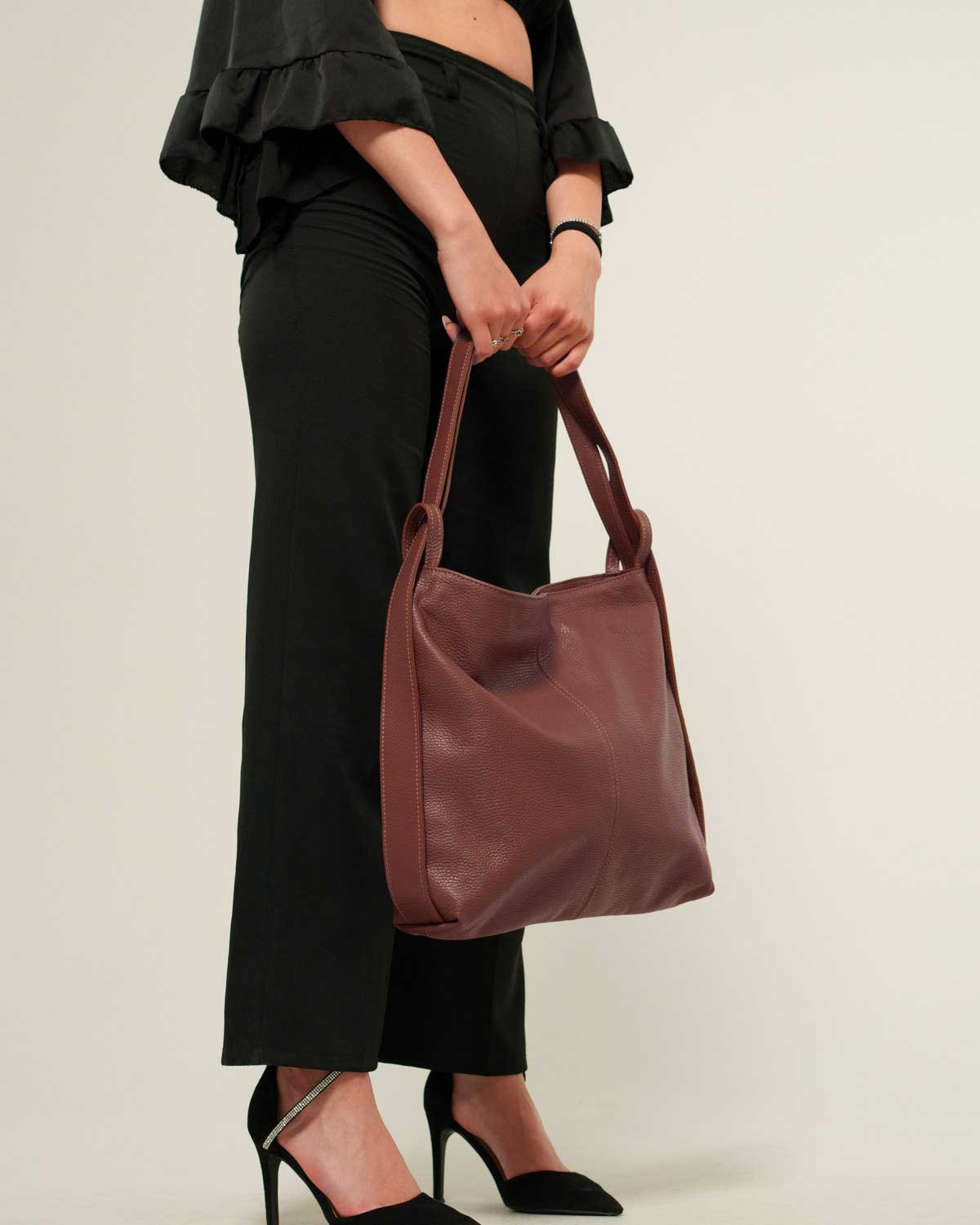 Borsa Spalla Zaino Donna Francesca Vera Pelle Marrone Versatile Pratica - Alidiluna