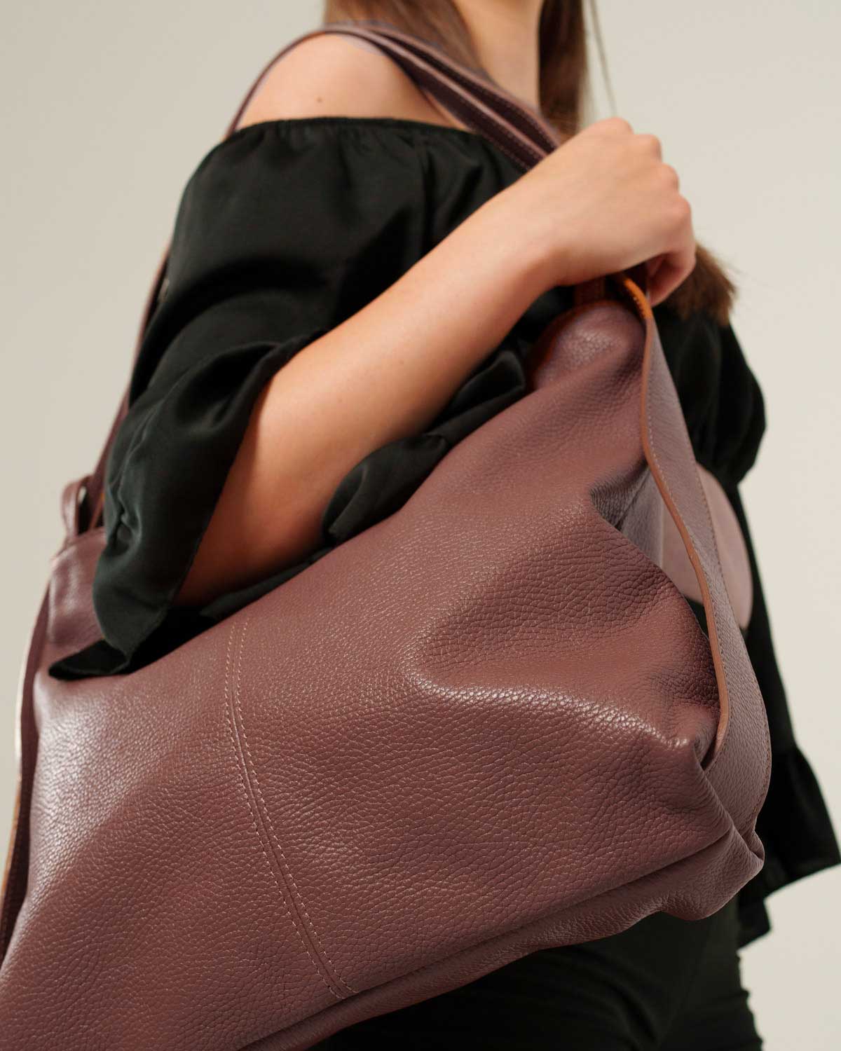 Borsa Spalla Zaino Donna Francesca Vera Pelle Marrone Versatile Pratica - Alidiluna