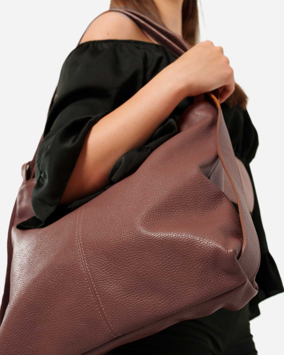 Borsa a Spalla Zaino Donna Francesca in Vera Pelle Marrone | Made in Italy