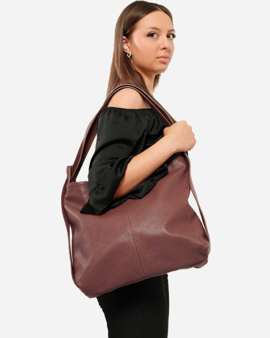 Borsa a Spalla Zaino Donna Francesca in Vera Pelle Marrone | Made in Italy