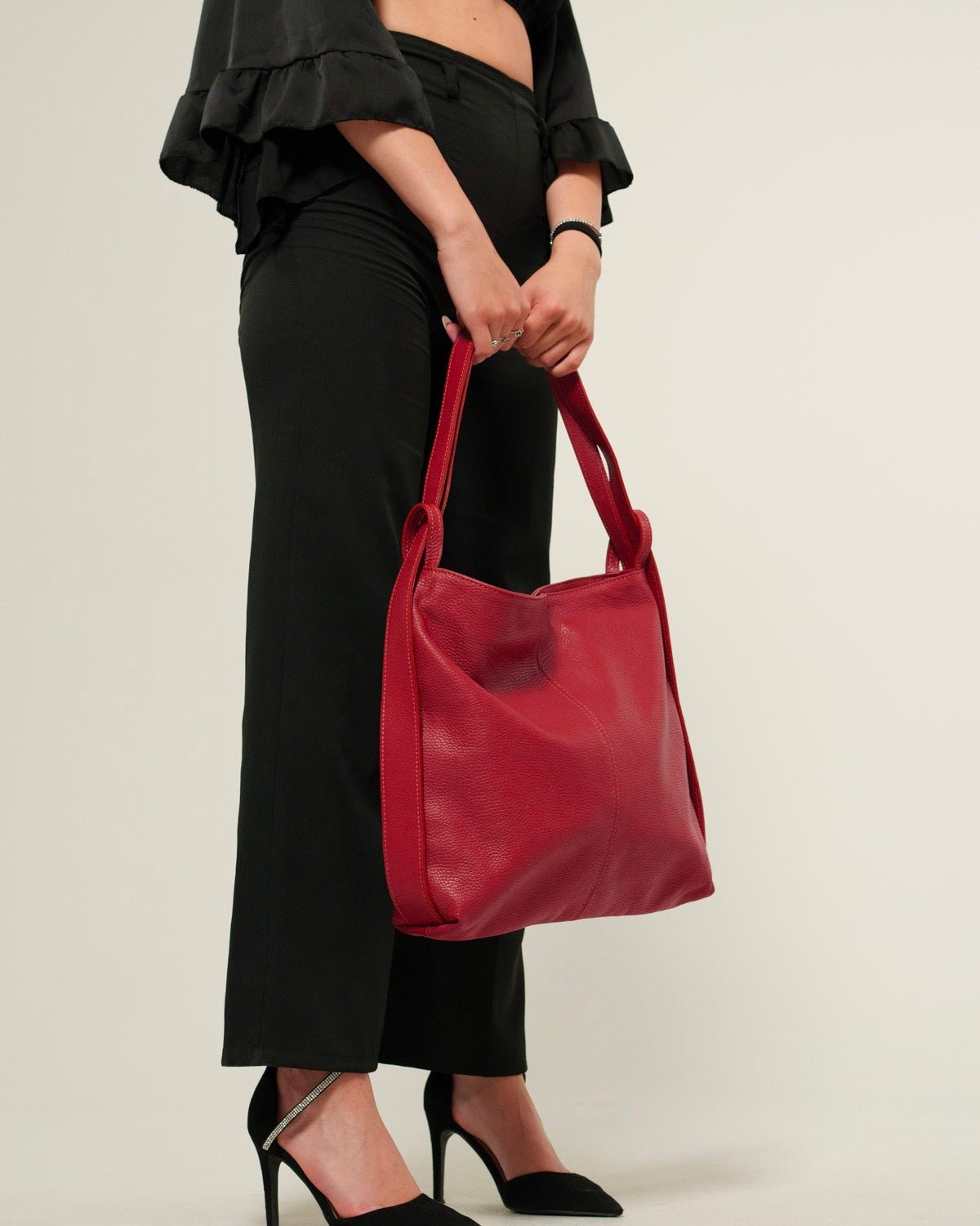 Borsa Spalla Zaino Donna Francesca Vera Pelle Rosso Versatile Pratica - Alidiluna