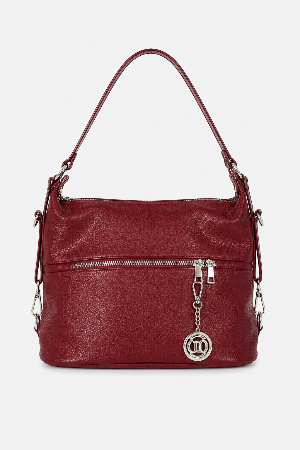 Monia Women's Shoulder Bag Backpack Genuine Leather Burgundy Red Elegant Functional
