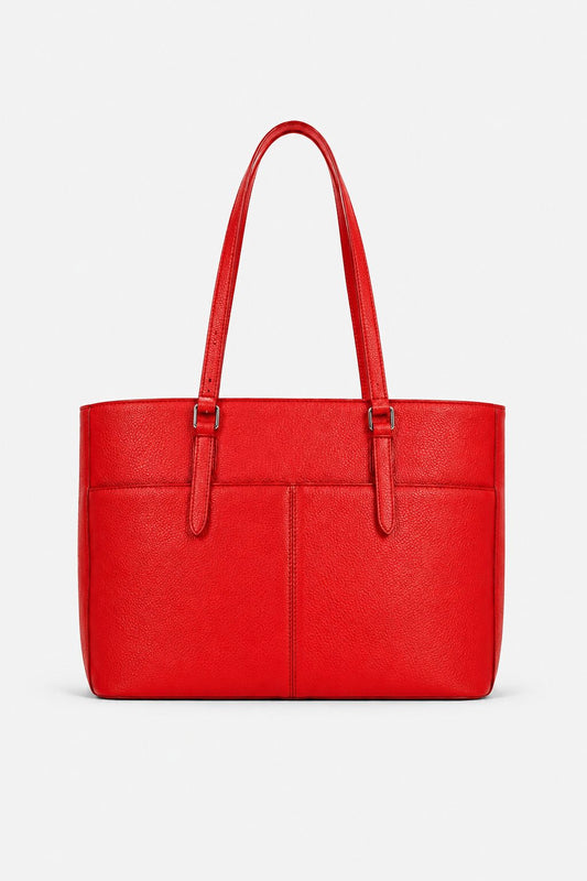 MONICA — Borsa a mano e spalla in pelle palmellato rossa | Made in Italy
