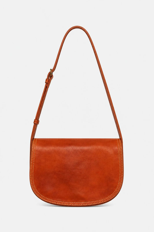 Elena Women's Bag in Real Cowhide Leather Cognac Practical and Elegant