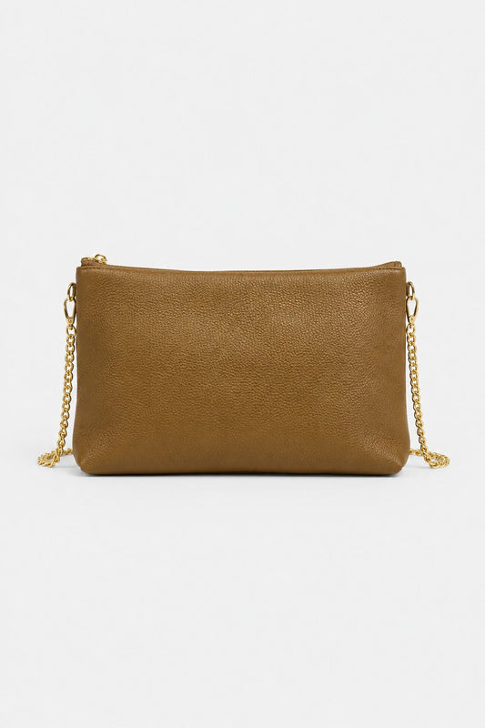 Pochette Alessandra con Tracolla – Vera Pelle Marrone Chiaro | Made in Italy