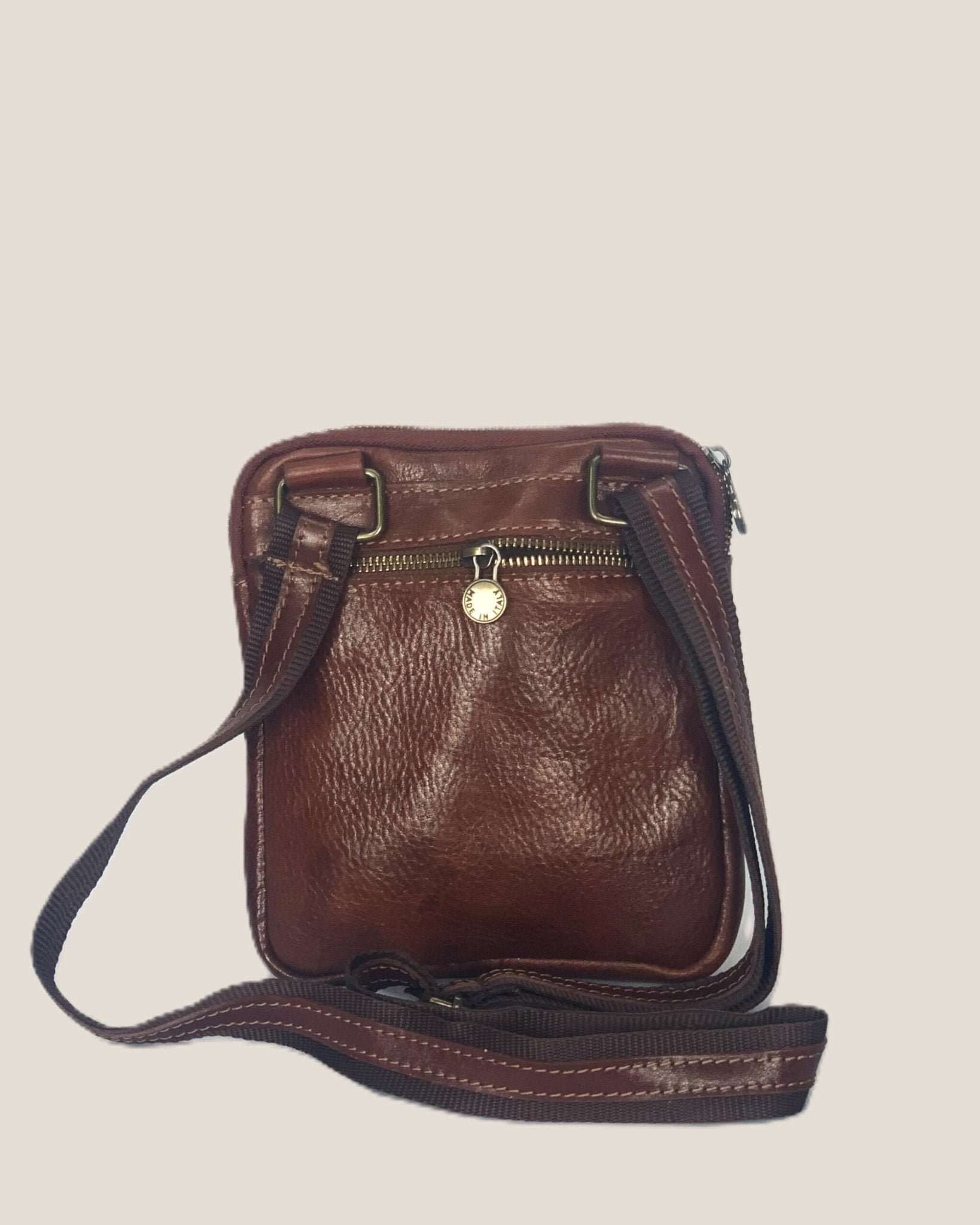 Borsello tracolla in pelle sportivo compatto da uomo Marrone Tommaso - Alidiluna