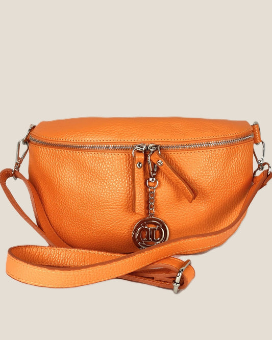 Marsupio o borsa a tracolla donna in vera pelle Emma colore Arancio - Alidiluna