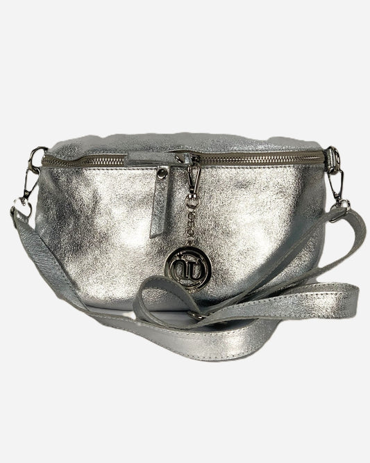 Marsupio Donna EMMA in Vera Pelle Argento | Made in Italy