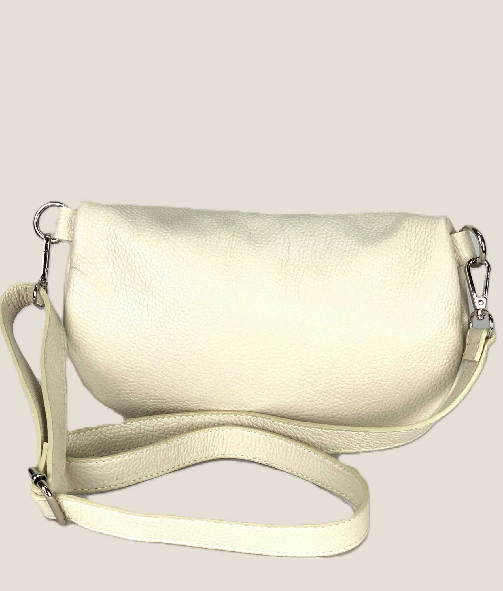 Marsupio o borsa a tracolla donna in vera pelle Emma colore Beige - Alidiluna