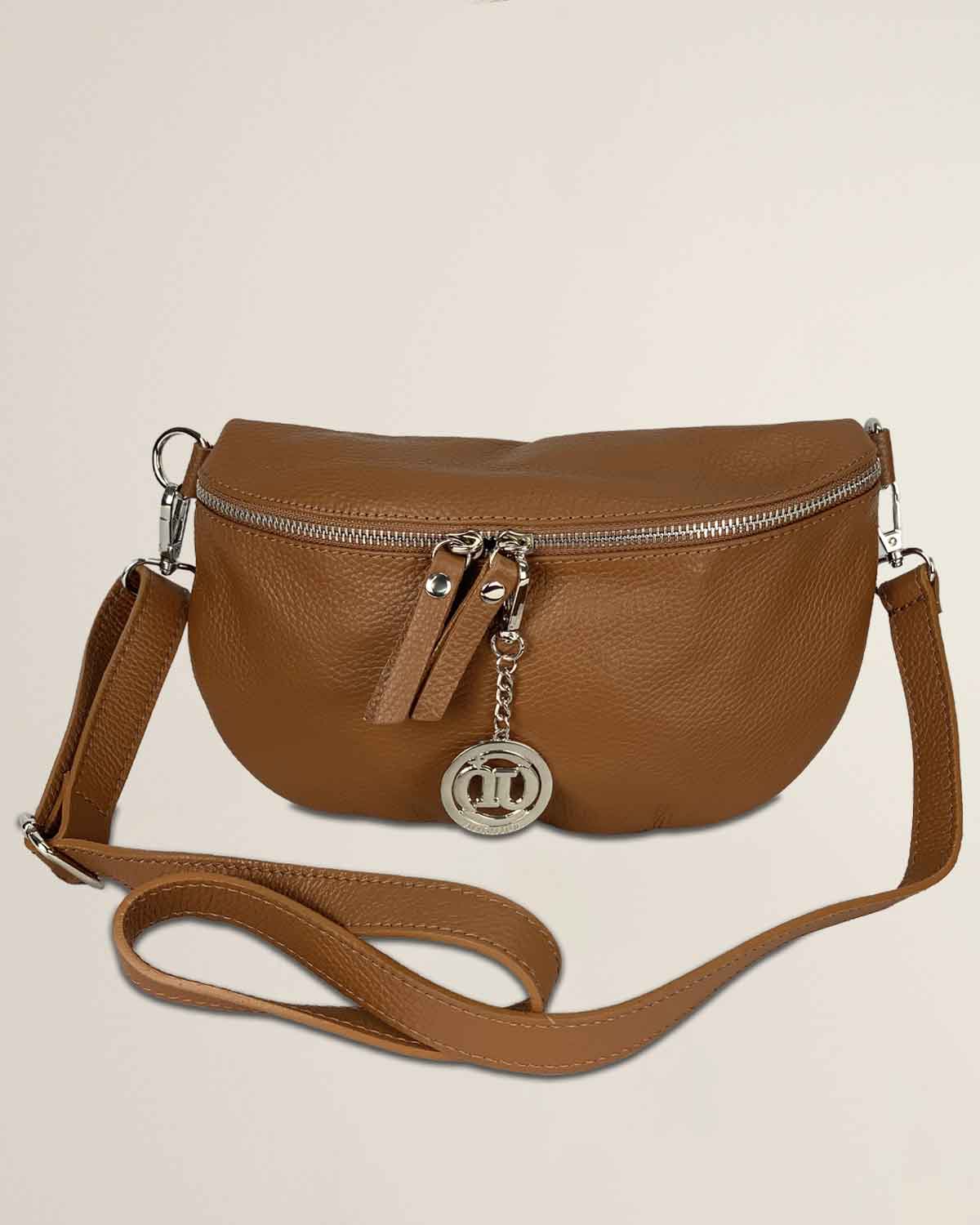 Marsupio o borsa a tracolla donna in vera pelle Emma colore Marrone - Alidiluna