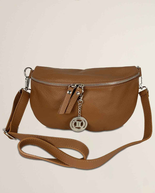 Marsupio o borsa a tracolla donna in vera pelle Emma colore Marrone - Alidiluna