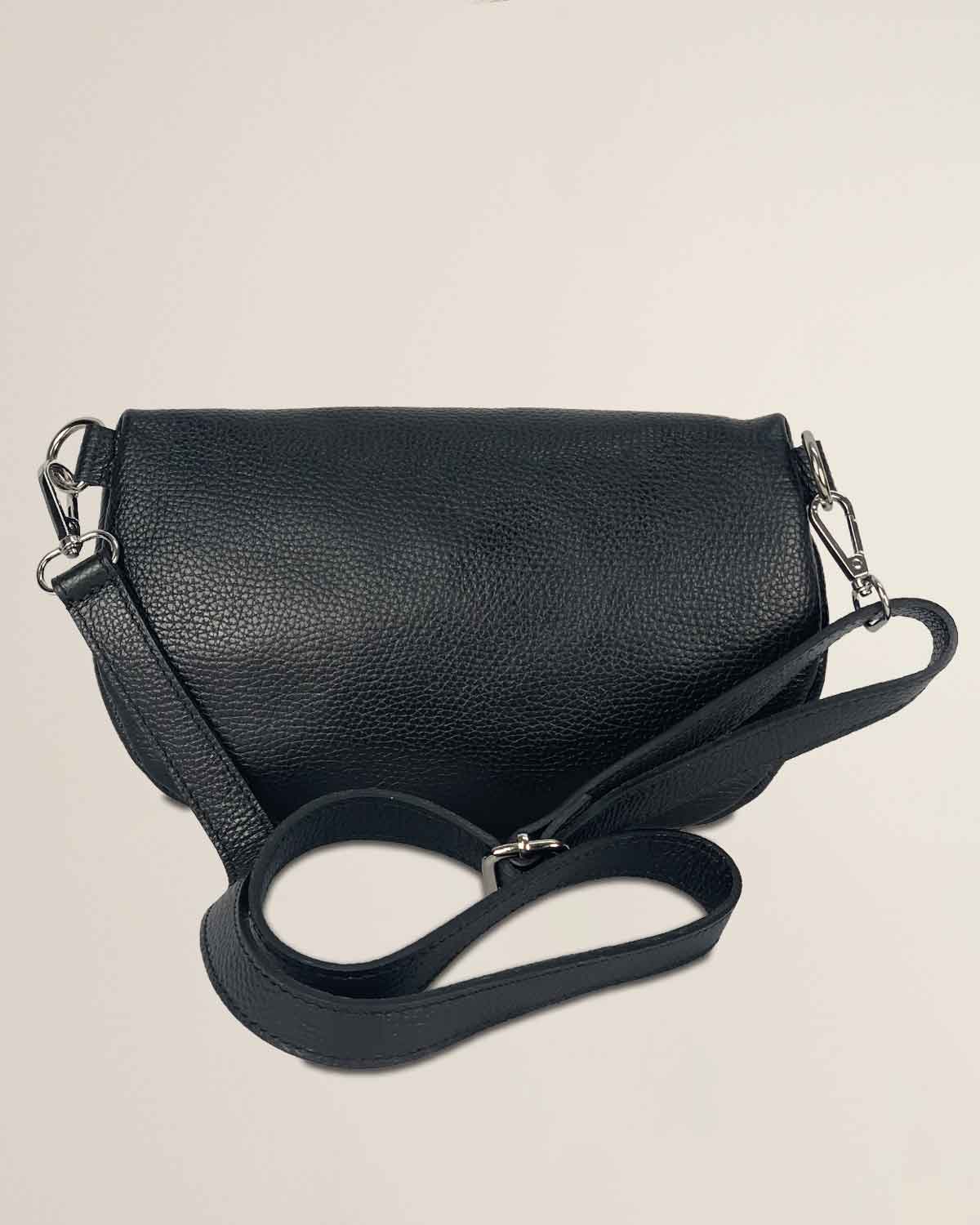 Marsupio o borsa a tracolla donna in vera pelle Emma colore Nero - Alidiluna